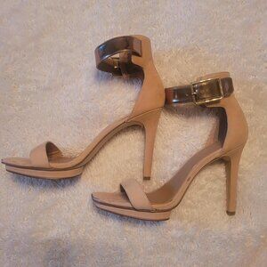 Beige/Gold Calvin Klein 4 inch heels, Size 9